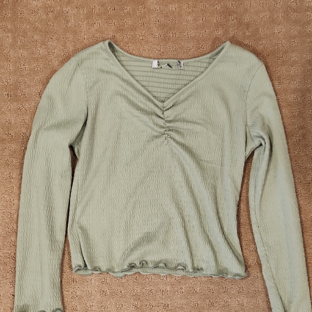 RSQ Girls Large Long Sleeve Green Top